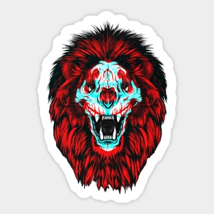 Lion Skull Interactive Red&Blue Filter T-Shirt #2 Sticker